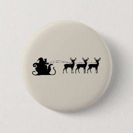 Santa sleigh reindeer button