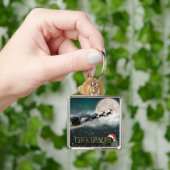 Santa Sleigh Reindeer Christmas Button Schlüsselan Schlüsselanhänger (Hand)