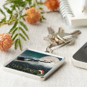 Santa Sleigh Reindeer Christmas Button Schlüsselan Schlüsselanhänger (Seite)