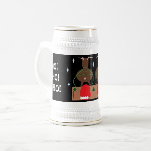 SANTA SLEIGH & REINDEER CHRISTMAS STEIN TASSE (Vorderseite Links)
