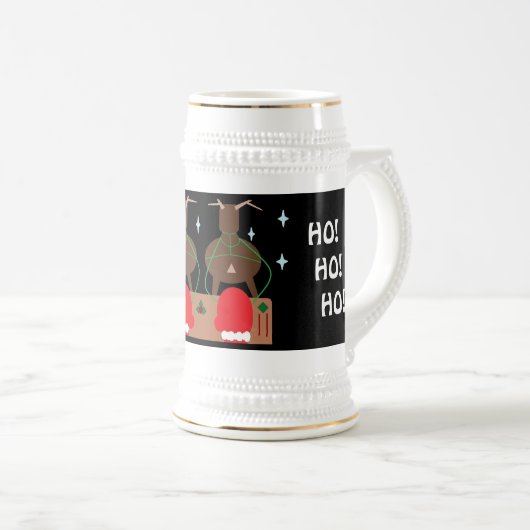 SANTA SLEIGH & REINDEER CHRISTMAS STEIN TASSE (VorderseiteRechts)