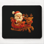 Santa Sleigh Reindeer Crochet Xmas Pajamas Holiday Mousepad (Vorne)