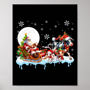 Santa Sleigh Reindeer Group Niedlich Cows Bauer Ra Poster