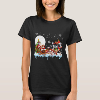 Santa Sleigh Reindeer Group Niedlich Cows Bauer Ra T-Shirt