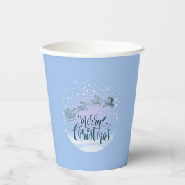 Santa Sleigh & Reindeer Merry Christmas Pappbecher