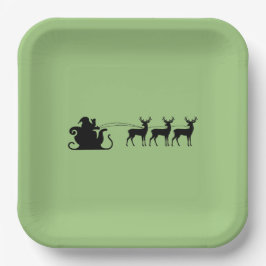 Santa sleigh reindeer pappteller