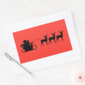 Santa sleigh reindeer rechteckiger aufkleber (Umschlag)