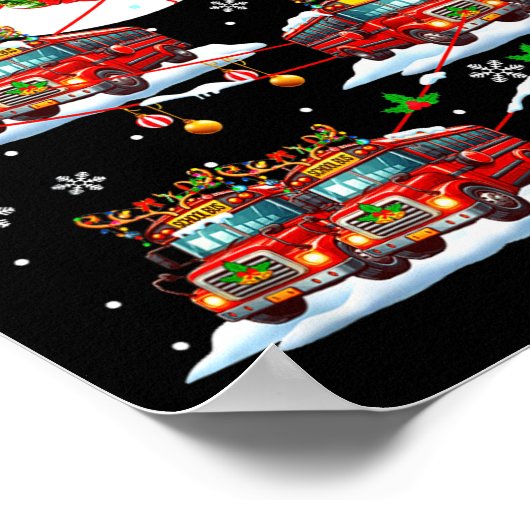 Santa Sleigh Reindeer School Buses Matching Driver Poster (Ecke)