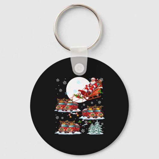 Santa Sleigh Reindeer School Buses Matching Driver Schlüsselanhänger (Vorderseite)