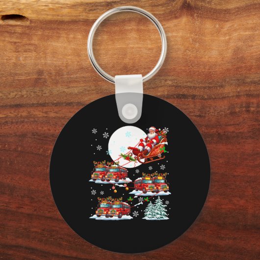 Santa Sleigh Reindeer School Buses Matching Driver Schlüsselanhänger (Vorderseite)