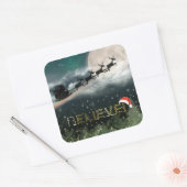 Santa Sleigh Reindeer Weihnachtssticker Quadratischer Aufkleber (Umschlag)