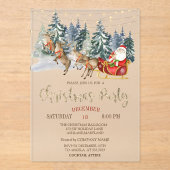 Santa,Sleigh,Reindeers,Forest Christmas Party Acryleinladungen (Vorderseite)