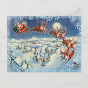 SANTA, SLEIGH & REINDEY von SHARON SHARPE Feiertagspostkarte
