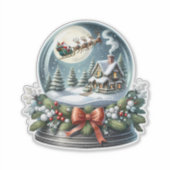 Santa Sleigh Reiten im Snow Globe Wonderland Aufkleber (Vorderseite)