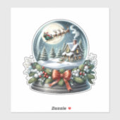Santa Sleigh Reiten im Snow Globe Wonderland Aufkleber (Blatt)