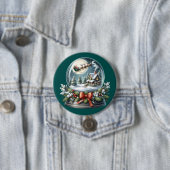 Santa Sleigh Reiten im Snow Globe Wonderland Button (Beispiel)