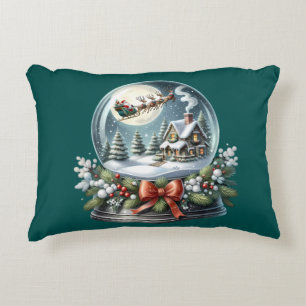 Santa Sleigh Reiten im Snow Globe Wonderland Dekokissen