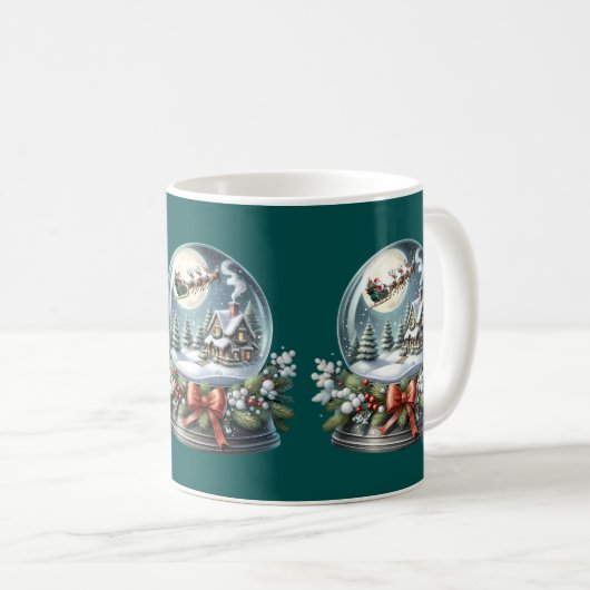 Santa Sleigh Reiten im Snow Globe Wonderland Kaffeetasse (VorderseiteRechts)
