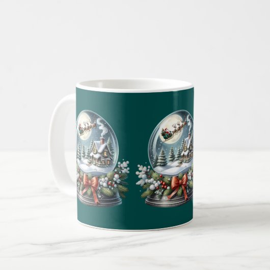 Santa Sleigh Reiten im Snow Globe Wonderland Kaffeetasse (Vorderseite Links)