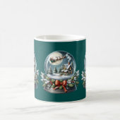 Santa Sleigh Reiten im Snow Globe Wonderland Kaffeetasse (Mittel)