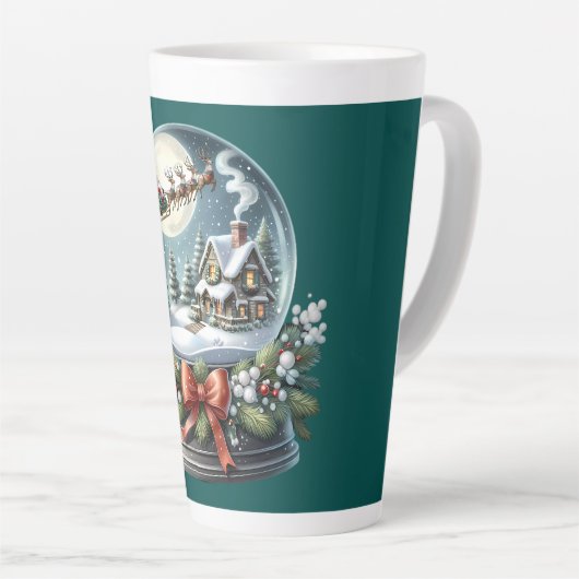 Santa Sleigh Reiten im Snow Globe Wonderland Milchtasse (Rechte Ecke)