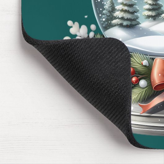 Santa Sleigh Reiten im Snow Globe Wonderland Mousepad (Ecke)