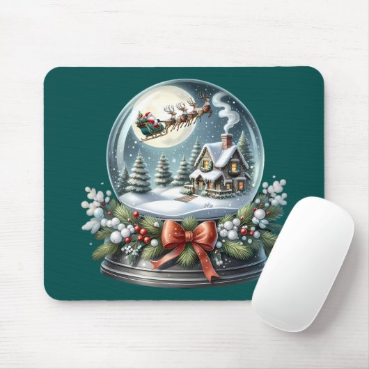 Santa Sleigh Reiten im Snow Globe Wonderland Mousepad (Mit Mouse)