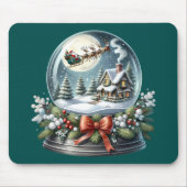 Santa Sleigh Reiten im Snow Globe Wonderland Mousepad (Vorne)