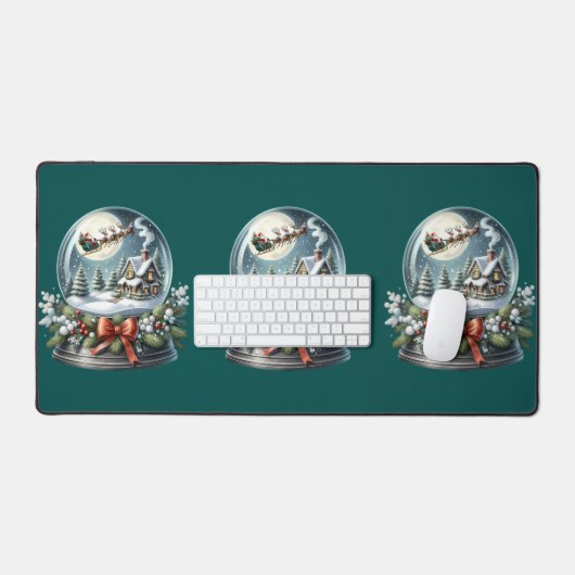 Santa Sleigh Reiten im Snow Globe Wonderland Schreibtischunterlage (Tastatur & Maus)