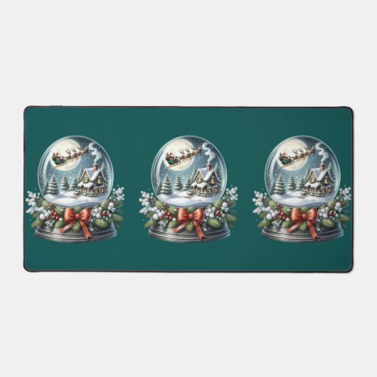 Santa Sleigh Reiten im Snow Globe Wonderland Schreibtischunterlage (Vorderseite)