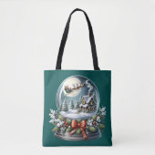 Santa Sleigh Reiten im Snow Globe Wonderland Tasche (Vorderseite)