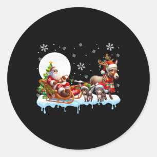 Santa Sleigh Rentier Group Niedlich Donkeys Bauer Runder Aufkleber