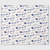 Santa Sleigh Rentiers und Ho Ho Ho Ho White nahtlo Geschenkpapier (Flach)