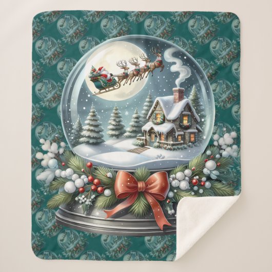 Santa Sleigh Ride in Snow Globe Wonderland Sherpadecke (Vorderseite)