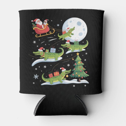 Santa Sleigh Riding Alligator Christmas Funny Xmas Dosenkühler (Vorderseite)
