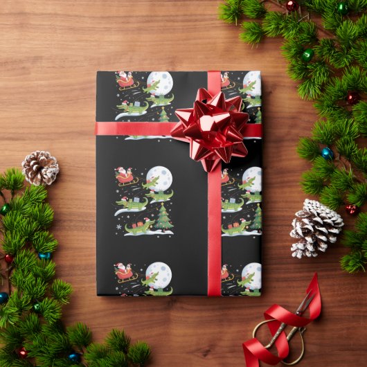 Santa Sleigh Riding Alligator Christmas Funny Xmas Geschenkpapier (Feiertagsgeschenk)