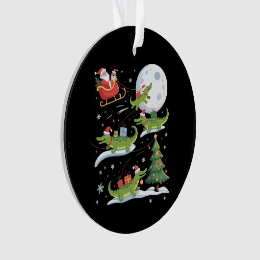 Santa Sleigh Riding Alligator Christmas Funny Xmas Ornament (Vorderseite)