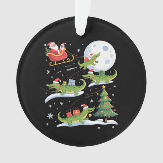 Santa Sleigh Riding Alligator Christmas Funny Xmas Ornament (Vorderseite)