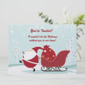 Santa Sleigh Trees Winter Scene Holiday Party Invi Einladung (Stehend Vorderseite)