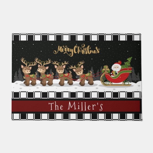 Santa Sleigh und Reindeer Fußmatte (Vorderseite)