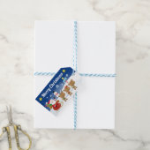 Santa Sleigh und Reindeer Night Sky Weihnachtsgesc Geschenkanhänger (Mit Garn)