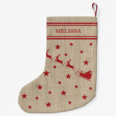 Santa Sleigh und Rentiers & Text Rustikale Weihnac Kleiner Weihnachtsstrumpf (Rückseite)