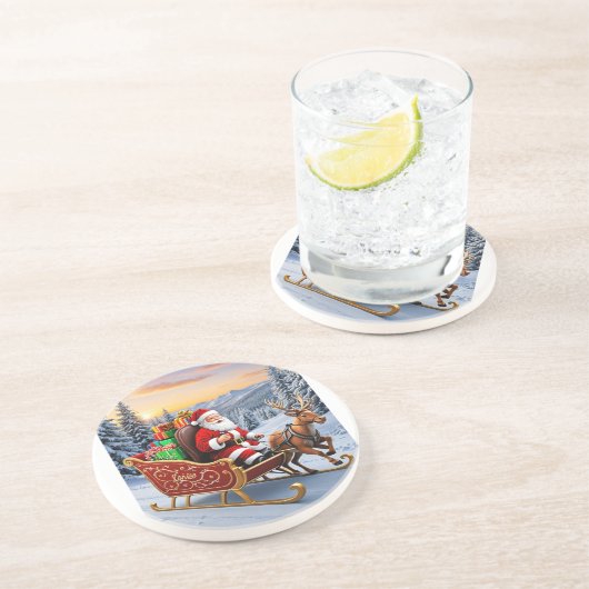 Santa Sleigh Untersetzer (Seite)