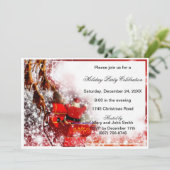 Santa Sleigh Weihnachts-Party Einladung (Stehend Vorderseite)