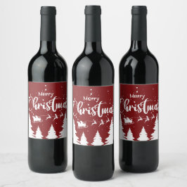 Santa Sleigh Wine Label - Individuelles Weihnachts Weinetikett