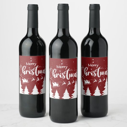 Santa Sleigh Wine Label - Individuelles Weihnachts Weinetikett (Flaschen)