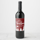 Santa Sleigh Wine Label - Individuelles Weihnachts Weinetikett (Vorderseite)