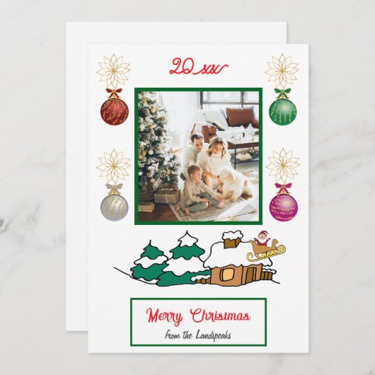 Santa & Sleigh, Winter Hütte Frohe Weihnachten (Vorne/Hinten)