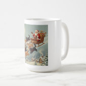 Santa Sleigh with Flying Cats Coffee Mug Kaffeetasse (VorderseiteRechts)