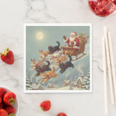 Santa Sleigh with Flying Cats Napkins Serviette (Beispiel)